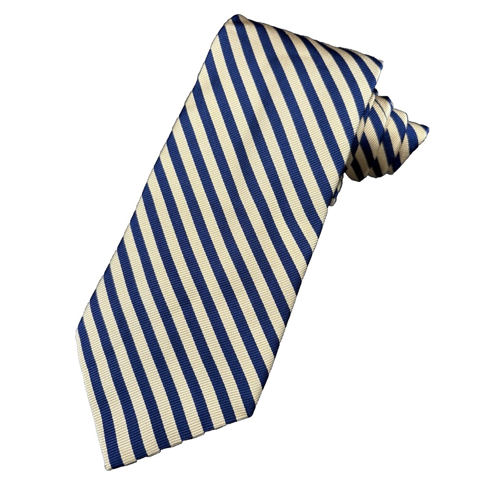 JOS. A. BANK Men's REPP Tie 100% Silk Designer STRIPED Luxury Yellow Black 61"